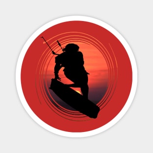 Kitesurfers Freestyle Kite Female Rider Silhouette Sunset Magnet